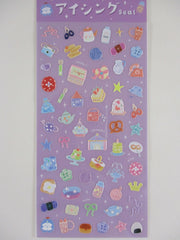 Cute Kawaii BGM Texture Sticker Sheet Purple - Cozy Items Tea Milk Yarn Cake Tea Time Toast Boot Mug Camera Button Bakery Weekend Activity - for Journal Planner Craft Agenda Organizer Diary Scrapbook Stationery Gift