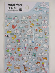 Cute Kawaii Mind Wave Ori Sea Ocean Seal Party Friends Crowd Busy Buddy Sticker Sheet - for Journal Planner Craft Diary Gift Schedule