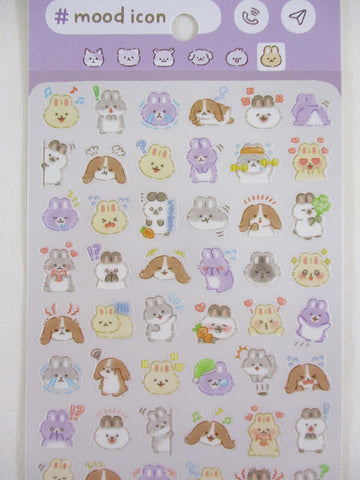 Cute Kawaii Mind Wave Mood Icon - Bunny Rabbit Easter Pet Animal Sticker Sheet - for Journal Planner Craft Diary Gift Schedule Scrapbook Agenda Notebook