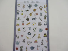 Cute Kawaii MW Cozy Series - B - Cozy Kitchen Living Breakfast Book Food Drink Blue Sticker Sheet - for Journal Planner Craft