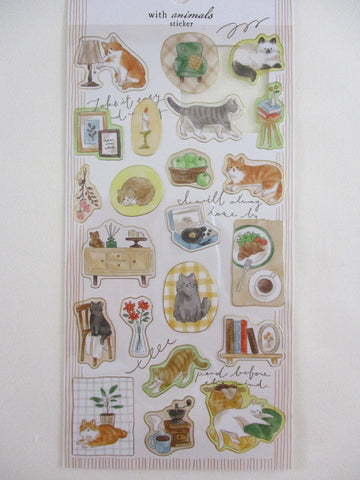 Cute Kawaii Mind Wave with Animals photo series - Cat Tabby Kitty Feline Pet Cozy Home Reading Book Relax Time Friend Sticker Sheet - for Journal Planner Craft Diary Gift Schedule Scrapbook Agenda Notebook