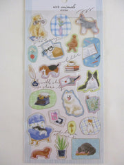 Cute Kawaii Mind Wave with Animals photo series - Dog Happy Pet Cozy Home Reading Book Relax Time Playful Friend Sticker Sheet - for Journal Planner Craft Diary Gift Schedule Scrapbook Agenda Notebook