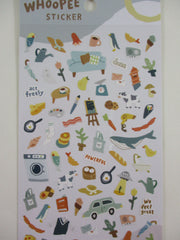 Cute Kawaii MW Whoopee Series - B - Feel Great Powerful freely Vacation Breakfast Food Bread coffee Whale Animal Farm Blue Grey Sticker Sheet - for Journal Planner Craft
