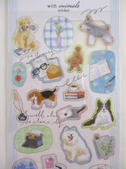 Cute Kawaii Mind Wave with Animals photo series - Dog Happy Pet Cozy Home Reading Book Relax Time Playful Friend Sticker Sheet - for Journal Planner Craft Diary Gift Schedule Scrapbook Agenda Notebook