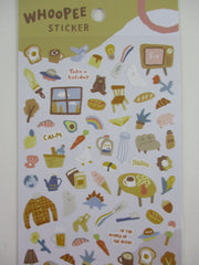 Cute Kawaii MW Whoopee Series - E - Calm Holiday Bear Food Cafe Coffee Bakery Bath Carrot Snack Book Paint Lemon Ice Cream Bath Honey Yellow Sticker Sheet - for Journal Planner Schedule Craft