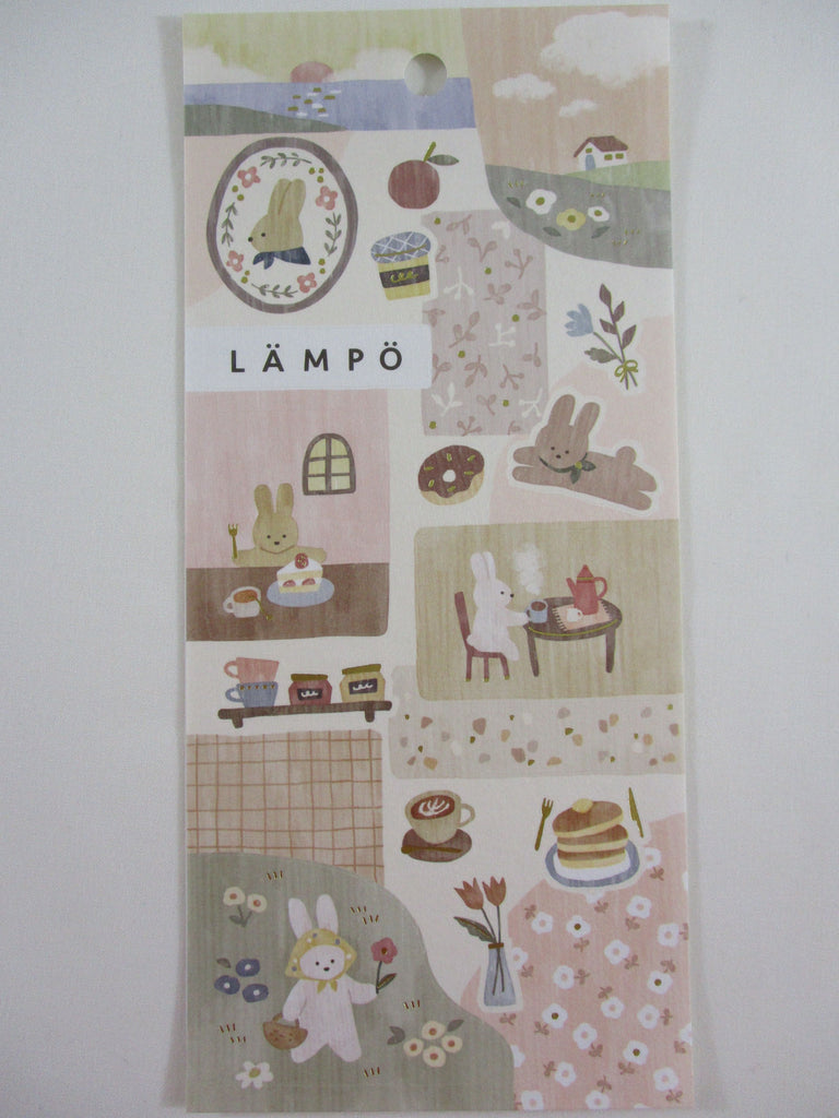 Cute Kawaii MW Lampo Scenic Animal Series - C - Bunny Rabbit Strawberry Cake Coffee Tea Pancake Teatime Donut Apple Tulip Food Gardening Tender Classic Sticker Sheet - for Journal Planner Schedule Scrapbook Craft Diary Gift