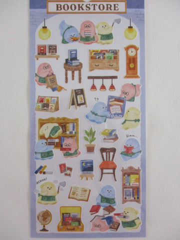 Cute Kawaii Mind Wave Wakuwaku series - Bookstore Book Ghost Bookworm store Library I Love Reading Read Sticker Sheet - for Journal Planner Craft Diary Gift Schedule Scrapbook Agenda Notebook