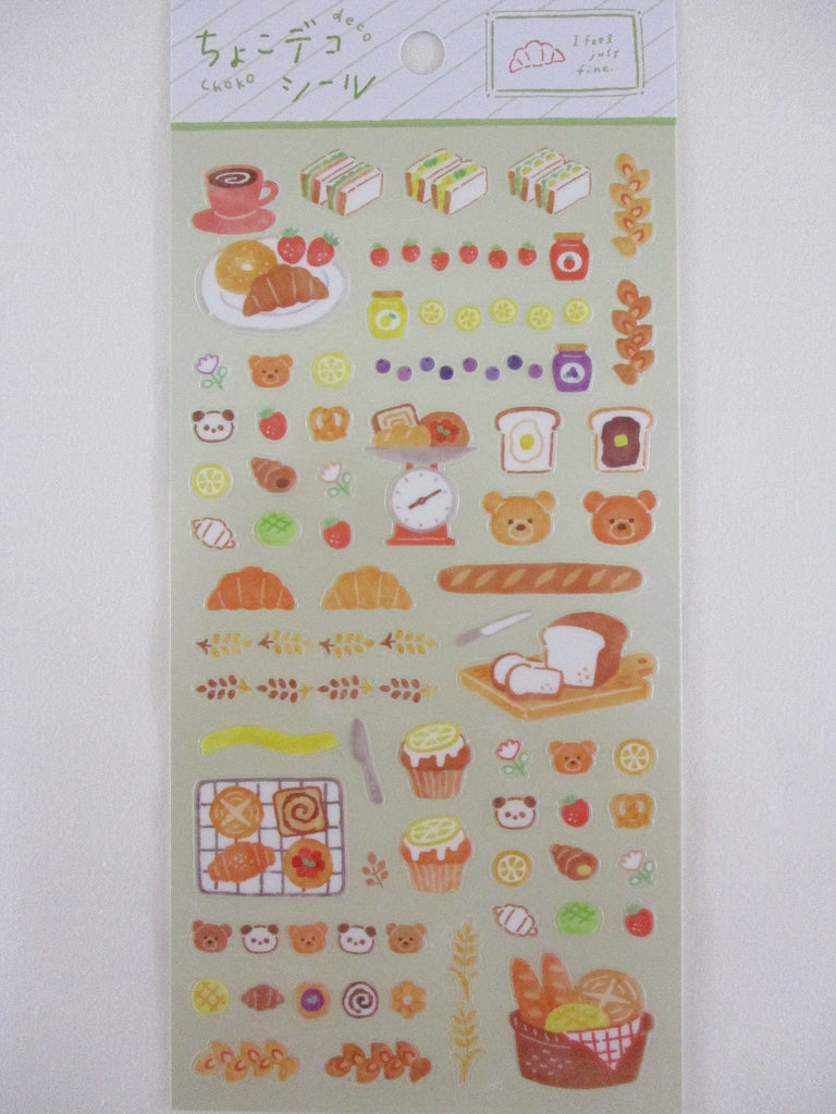 Cute Kawaii Mind Wave Feel Just Fine series - Bakery Bread Croissant Sandwich Toast Jam Strawberry Breakfast Food Hungry Sticker Sheet - for Journal Planner Craft Diary Gift Schedule Scrapbook Agenda Notebook