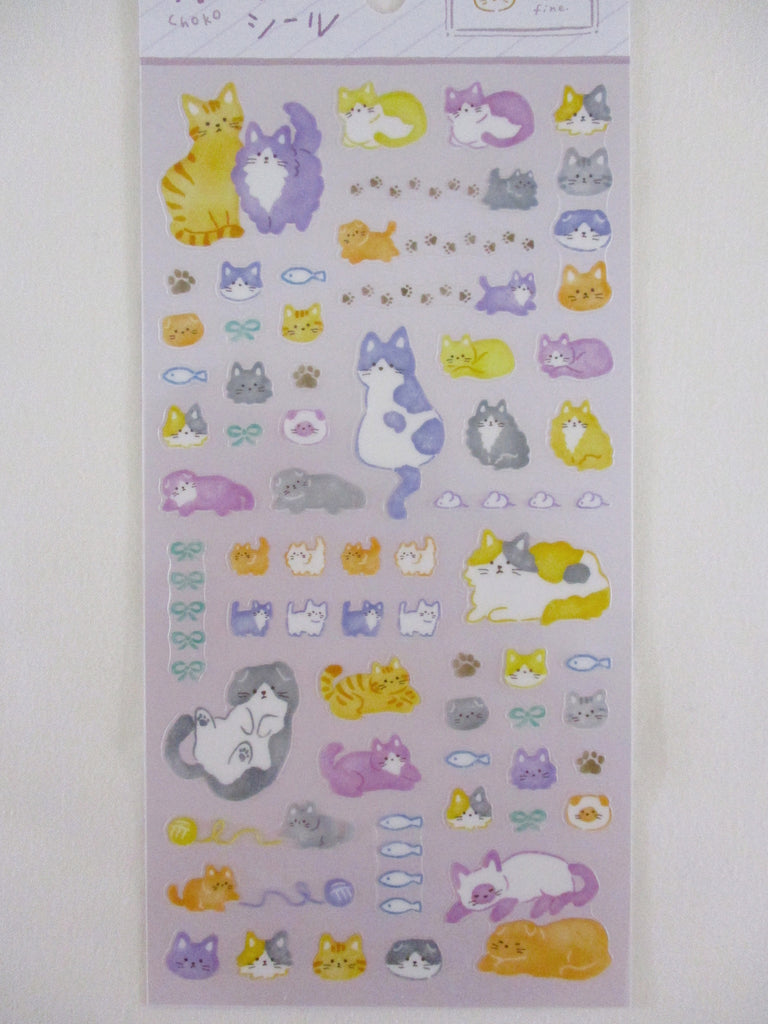 Cute Kawaii Mind Wave Feel Just Fine series - Cat Tabby Kitten Kitty Feline Pet Animal Sticker Sheet - for Journal Planner Craft Diary Gift Schedule Scrapbook Agenda Notebook