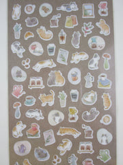 Cute Kawaii MW Quiet Life Series - B - Cat Feline Home Serene Tea Coffee Time Sticker Sheet - for Journal Planner Craft