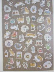Cute Kawaii MW Quiet Life Series - B - Cat Feline Home Serene Tea Coffee Time Sticker Sheet - for Journal Planner Craft