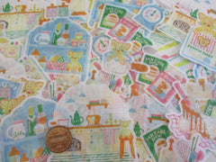 Cute Kawaii Papier Platz Flake Stickers Sack - Cozy Room Home Kitchen Cat Tabby Animal - for Journal Diary Planner Agenda Schedule Scrapbook Craft Gift