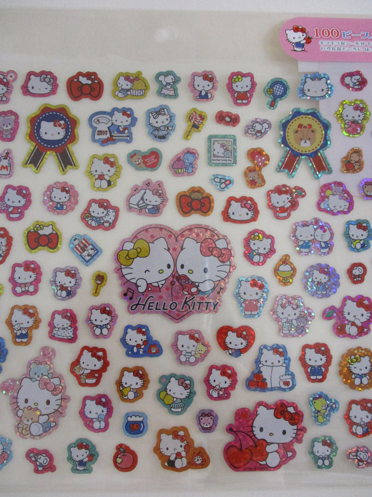 Cute Kawaii Sanrio Hello Kitty Large Sticker Sheet - Glitter - for Journal Planner Craft Agenda Diary Project Gift Laptop Phone Favorite