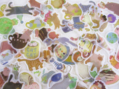 Cute Kawaii BGM 60 pc Cat Cafe Kitty Feline Tabby Food theme Hungry Flake Sack Stickers - 60 pcs