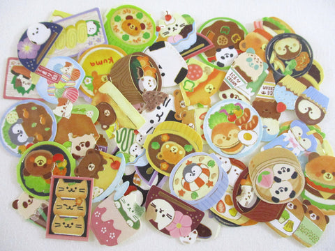 Cute Kawaii Gaia 40 pc Animal Kitchen Bear Cat Penguin Bird Food theme Flake Sack Stickers - 40 pcs