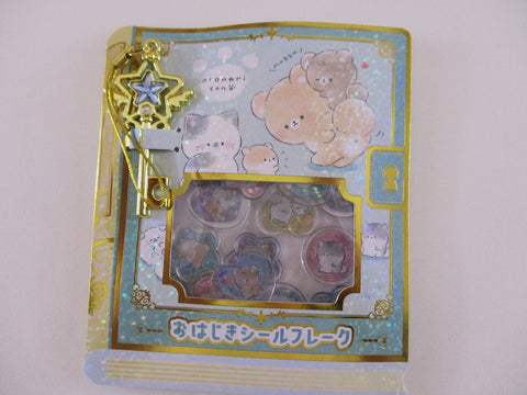 Cute Kawaii Kamio Candy Drop Style Flake Stickers Sack plus Phone / Bag Charm - Animal Cat Dog Bear Puppy Kitten - for Diary Journal Planner Agenda Craft Scrapbook Schedule Gift