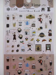 Cute Kawaii Shinzi Katoh Sticker Sheet - A - Coffee Time Cafe Drink Latte Cozy Relax - for Diary Journal Planner Craft Organizer Schedule Decor Gift