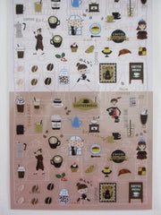 Cute Kawaii Shinzi Katoh Sticker Sheet - A - Coffee Time Cafe Drink Latte Cozy Relax - for Diary Journal Planner Craft Organizer Schedule Decor Gift