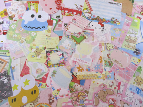 Grab Bag Special Rare HTF Sanrio Characters 65 pcs Paper Hello Kitty My Melody Little Twin Stars Cat Purin Dog Pochacco  Memo Note Set Stationery Cute Kawaii