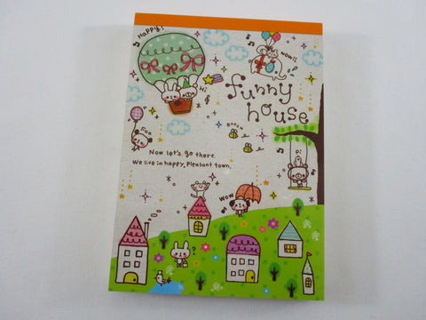 Cute Kawaii VHTF Vintage Collectible Q-Lia Animal Bear Panda Rabbit Funny House 4 x 6 Inch Notepad / Memo Pad - Stationery Designer Paper Collection