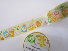 Cute Kawaii Papier Platz Nakauchiwaka Washi / Masking Deco Tape - Cozy Home Series - Kitty Cat in the Kitchen Bake Vegetable Cook Kitten Feline Pet - for Journal Planner Diary Scrapbook Craft Gift