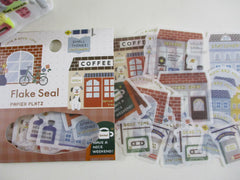 Cute Kawaii Papier Platz Flake Stickers Sack - Town Home Shops Coffee Book - for Journal Agenda Planner Scrapbooking Craft
