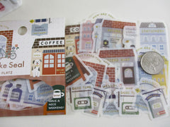 Cute Kawaii Papier Platz Flake Stickers Sack - Town Home Shops Coffee Book - for Journal Agenda Planner Scrapbooking Craft