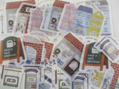 Cute Kawaii Papier Platz Flake Stickers Sack - Town Home Shops Coffee Book - for Journal Agenda Planner Scrapbooking Craft