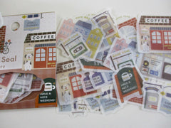 Cute Kawaii Papier Platz Flake Stickers Sack - Town Home Shops Coffee Book - for Journal Agenda Planner Scrapbooking Craft
