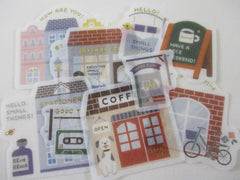 Cute Kawaii Papier Platz Flake Stickers Sack - Town Home Shops Coffee Book - for Journal Agenda Planner Scrapbooking Craft