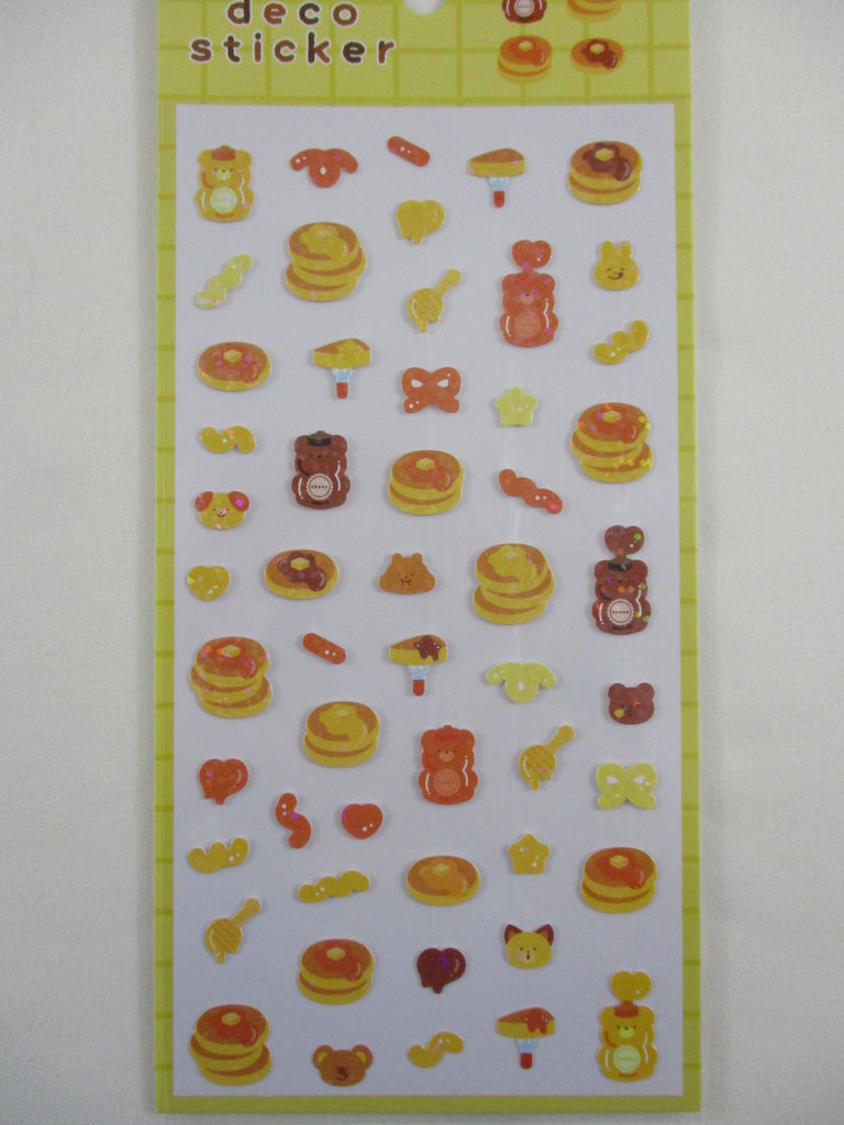 Cute Kawaii World Craft Yumyum Food Series - Sweet Bear Honey Pancake - Sticker Sheet - for Journal Planner Craft
