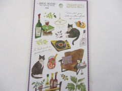 Cute Kawaii MW Snug Cozy Room - D - Black Cat Fine Day Drink Wine Sticker Sheet - for Diary Journal Planner Craft Organizer Schedule Decor Gift