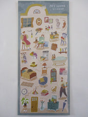 Cute Kawaii Mind Wave My Room series - Cozy Hobby Day Draw Paint Book Cat Reading Craft Home Apartment Studio Sticker Sheet - for Journal Planner Craft Diary Gift Schedule Scrapbook Agenda Notebook