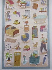 Cute Kawaii Mind Wave My Room series - Cozy Hobby Day Draw Paint Book Cat Reading Craft Home Apartment Studio Sticker Sheet - for Journal Planner Craft Diary Gift Schedule Scrapbook Agenda Notebook