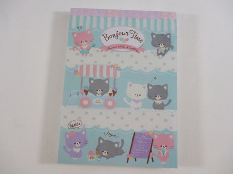 Cute Kawaii VHTF Q-lia Cat Bonjour Time 4 x 6 Inch Notepad / Memo Pad - Stationery Designer Paper Collection