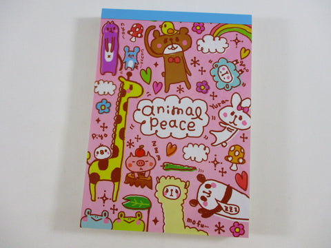 Cute Kawaii VHTF Vintage Collectible Q-lia Animal Peace 4 x 6 Inch Notepad / Memo Pad - Stationery Designer Paper Collection