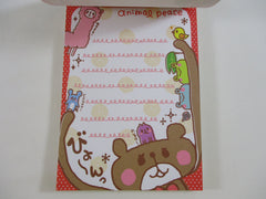 Cute Kawaii VHTF Vintage Collectible Q-lia Animal Peace 4 x 6 Inch Notepad / Memo Pad - Stationery Designer Paper Collection