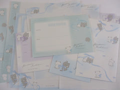 Cute Kawaaii Q-lia Blue Ribbon Cat Soft Kitty Love Letter Sets - Stationery Writing Paper Envelope Penpal Gift