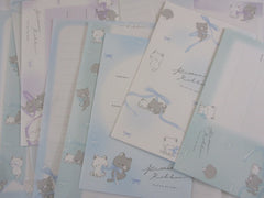 Cute Kawaaii Q-lia Blue Ribbon Cat Soft Kitty Love Letter Sets - Stationery Writing Paper Envelope Penpal Gift