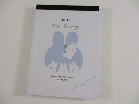 Cute Kawaii Q-Lia Dear My Bunny Rabbit 4 x 6 Inch Notepad / Memo Pad - Stationery Designer Paper Collection