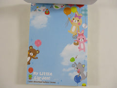 Cute Kawaii VHTF Vintage Collectible Q-lia Bear friends My Little Garden 4 x 6 Inch Notepad / Memo Pad - Stationery Designer Paper Collection