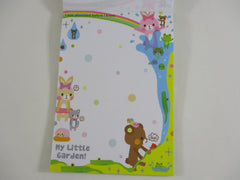 Cute Kawaii VHTF Vintage Collectible Q-lia Bear friends My Little Garden 4 x 6 Inch Notepad / Memo Pad - Stationery Designer Paper Collection