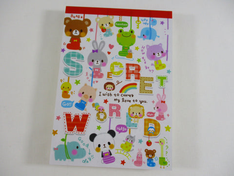 Cute Kawaii VHTF Vintage Collectible Q-lia Bear friends Secret World 4 x 6 Inch Notepad / Memo Pad - Stationery Designer Paper Collection