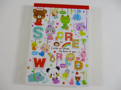 Cute Kawaii VHTF Vintage Collectible Q-lia Bear friends Secret World 4 x 6 Inch Notepad / Memo Pad - Stationery Designer Paper Collection