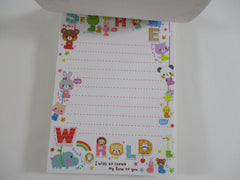 Cute Kawaii VHTF Vintage Collectible Q-lia Bear friends Secret World 4 x 6 Inch Notepad / Memo Pad - Stationery Designer Paper Collection