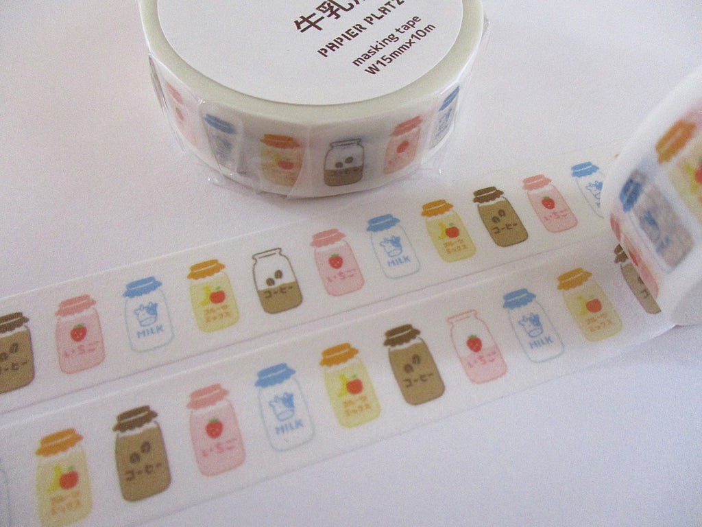 Cute Kawaii Papier Platz Washi / Masking Deco Tape - Milk Dairy Healthy Morning Breakfast Kids Baby - for Diary Journal Planner Craft Schedule Agenda Scrapbook Gift