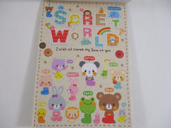 Cute Kawaii VHTF Vintage Collectible Q-lia Bear friends Secret World 4 x 6 Inch Notepad / Memo Pad - Stationery Designer Paper Collection