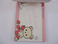 Rare ❤︎ Vintage *ੈ✩‧₊˚ Collectible ✿ Gift - Cute Kawaii San-X Rilakkuma Bear La Fraise Strawberry A 4 x 6 Inch Notepad / Memo Pad - Stationery Designer Paper Collection 2014