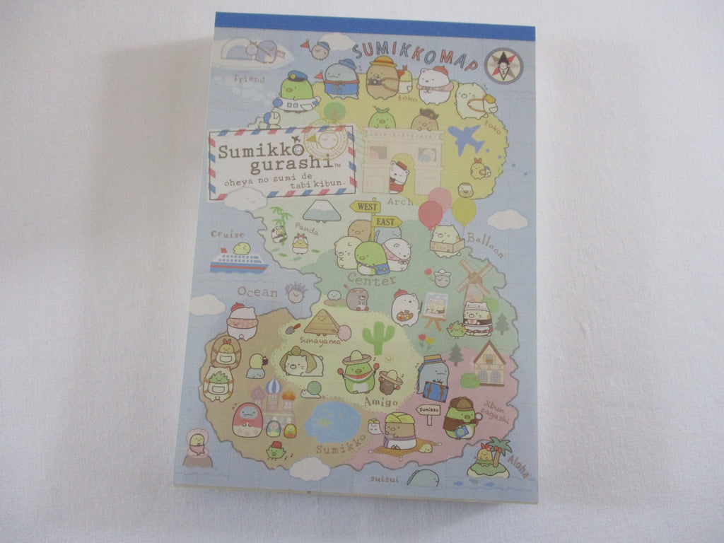 Rare ❤︎ Vintage *ੈ✩‧₊˚ Collectible ✿ Gift - Cute Kawaii San-X Sumikko Gurashi Map 4 x 6 Inch Notepad / Memo Pad Diary Journal - Stationery Designer Paper Collection 2017