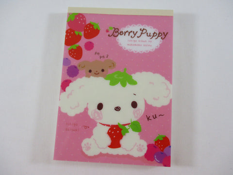 Cute Kawaii Rare HTF Vintage San-X Berry Puppy 4 x 6 Inch Notepad / Memo Pad - F - Stationery Designer Paper Collection